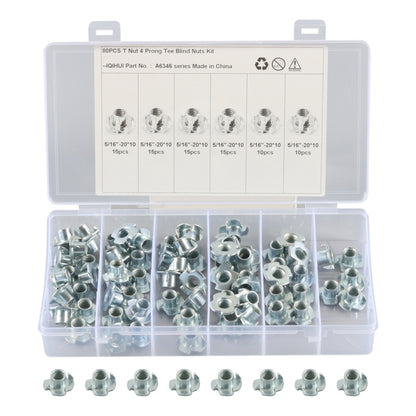 A6346 80 PCS T-Nut 4 Pronged Tee Blind Nuts Assortment Kit - In Car by buy2fix | Online Shopping UK | buy2fix