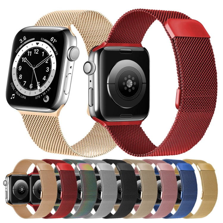 Double Section Milanese Magnetic Elasticity Strap Watch Band For Apple Watch Series 8&7 41mm / SE 2&6&SE&5&4 40mm / 3&2&1 38mm(Gold) - Smart Wear by buy2fix | Online Shopping UK | buy2fix