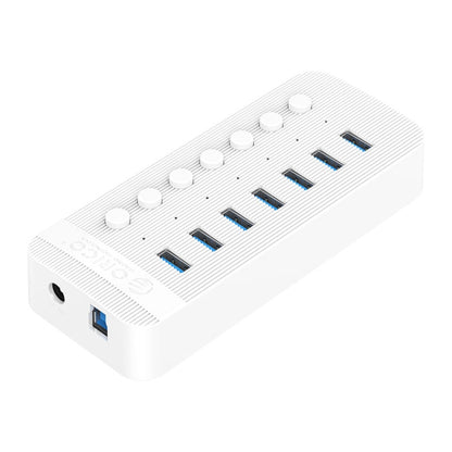 ORICO CT2U3-7AB-WH 7 In 1 Plastic Stripes Multi-Port USB HUB with Individual Switches, AU Plug(White) -  by ORICO | Online Shopping UK | buy2fix