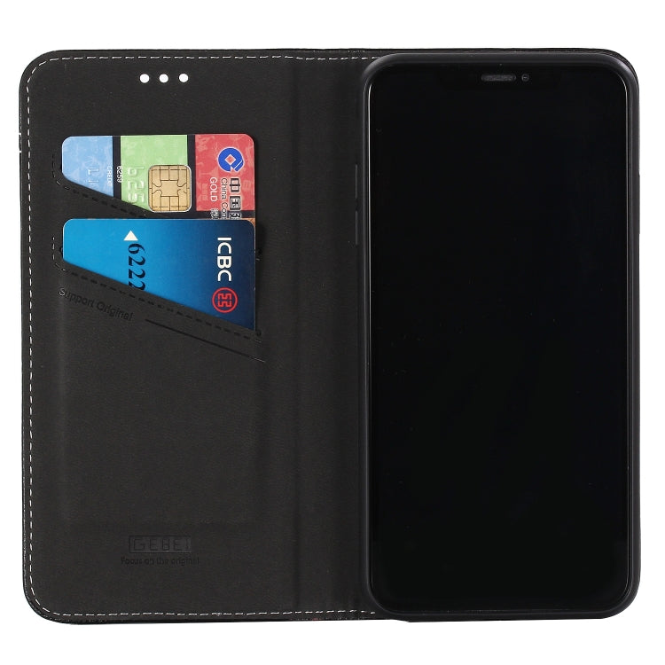 For iPhone XS / X GEBEI Top-grain Leather Horizontal Flip Protective Case with Holder & Card Slots(Black) - More iPhone Cases by GEBEI | Online Shopping UK | buy2fix