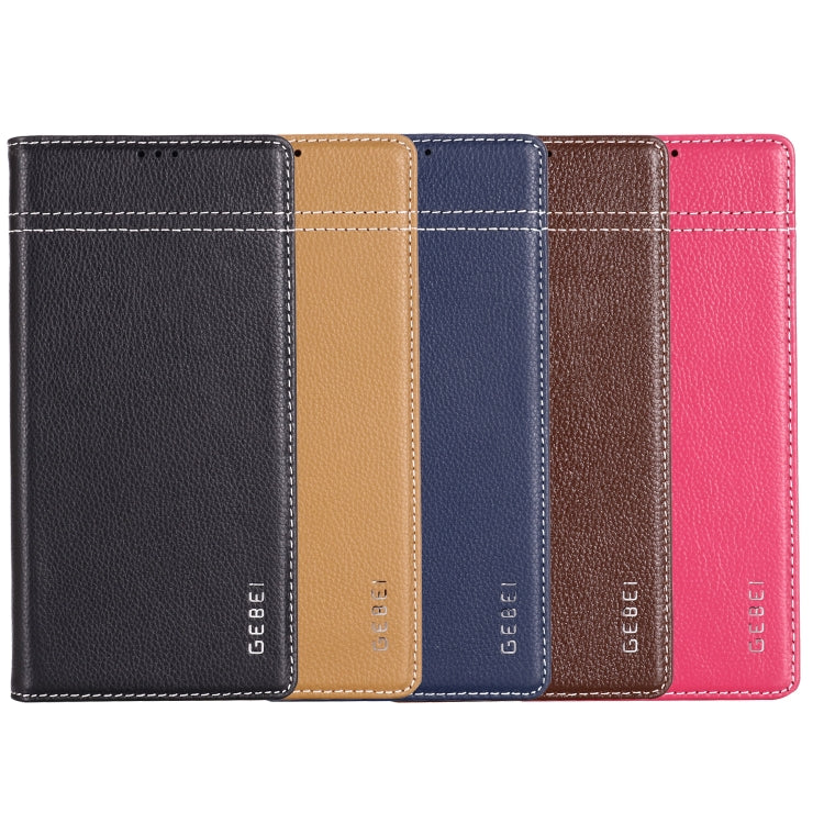 For Galaxy Note 10  GEBEI Top-grain Leather Horizontal Flip Protective Case with Holder & Card Slots(Black) - Galaxy Phone Cases by GEBEI | Online Shopping UK | buy2fix