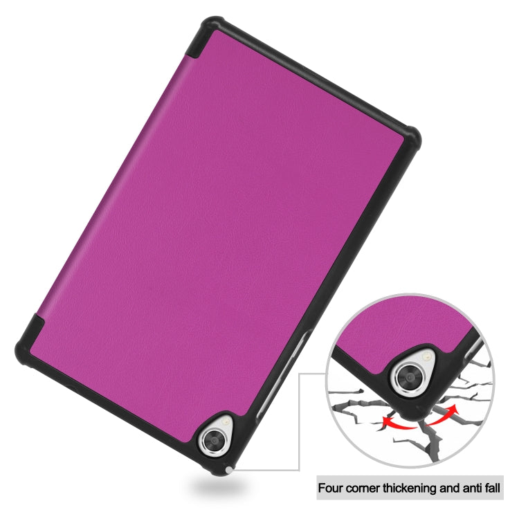 For Lenovo Tab M8 3rd Gen Custer Texture Horizontal Flip Leather Case with Three-folding Holder(Purple) - Mobile Accessories by buy2fix | Online Shopping UK | buy2fix