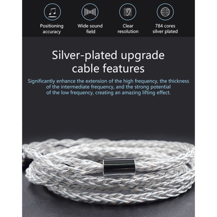 KZ 3.5mm Plug 784-core Blue Silver Mixed Braided Silver-plated Earphone Upgrade Cable For KZ ZS10 Pro / DQ6 / ASX, Cable Length: 1.2m(C Style) - Cable & Splitter by KZ | Online Shopping UK | buy2fix