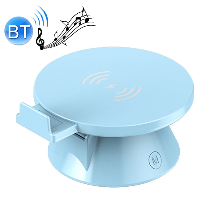 10W Multifunctional Universal Horizontal / Vertical Flash Charging Wireless Charger Bluetooth Speaker with USB Interface(Cyan Blue) - Apple Accessories by buy2fix | Online Shopping UK | buy2fix