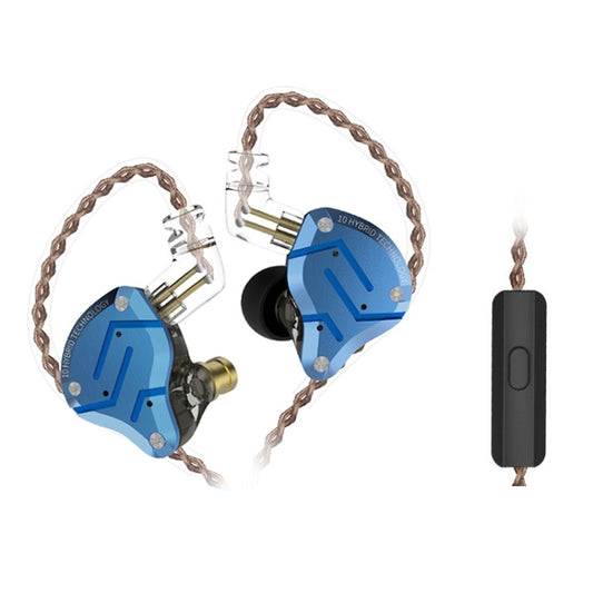 KZ ZS10 Pro 10-unit Ring Iron Gaming In-ear Wired Earphone, Mic Version(Diamond Blue) - In Ear Wired Earphone by KZ | Online Shopping UK | buy2fix