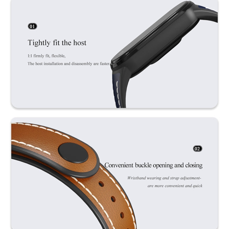 For Xiaomi Mi Band 5/6/7 MIJOBS TPU + Leather Watch Band(Blue+Black) - Watch Bands by MIJOBS | Online Shopping UK | buy2fix