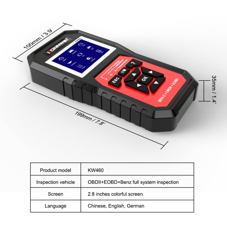 KONNWEI KW460 Car 2.8 inch 12V Lead-acid Battery Tester Fault Diagnosis Instrument - In Car by KONNWEI | Online Shopping UK | buy2fix