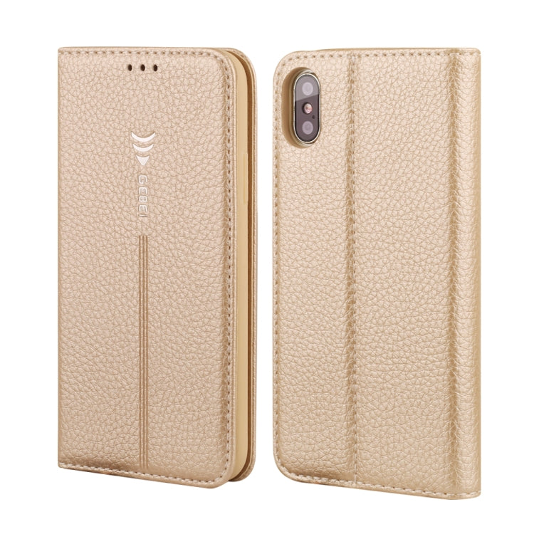 For iPhone XR GEBEI PU+TPU Horizontal Flip Protective Case with Holder & Card Slots(Gold) - More iPhone Cases by GEBEI | Online Shopping UK | buy2fix