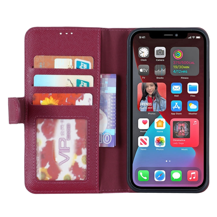 For iPhone 13 GEBEI Top-grain Leather Horizontal Flip Protective Case with Holder & Card Slots & Wallet & Photo Frame(Red Wine) - iPhone 13 Cases by GEBEI | Online Shopping UK | buy2fix