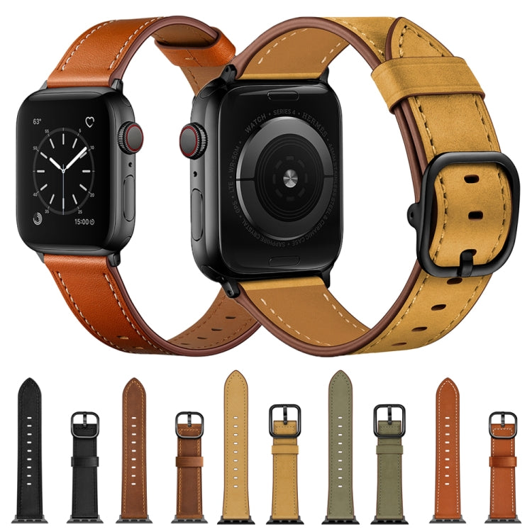 Leather Watch Band For Apple Watch Ultra 49mm&Watch Ultra 2 49mm / Series 9&8&7 45mm / SE 3&SE 2&6&SE&5&4 44mm / 3&2&1 42mm(Brown) - Watch Bands by buy2fix | Online Shopping UK | buy2fix