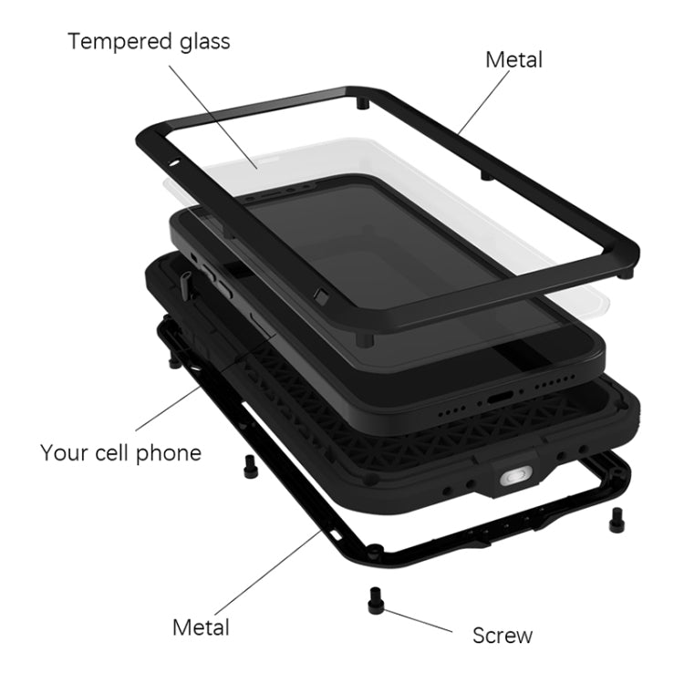 For iPhone 13 Pro LOVE MEI Metal Shockproof Waterproof Dustproof Protective Phone Case (Red) - Apple Accessories by LOVE MEI | Online Shopping UK | buy2fix