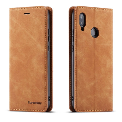 For Huawei P20 Lite Forwenw Dream Series Oil Edge Strong Magnetism Horizontal Flip Leather Case with Holder & Card Slots & Wallet & Photo Frame(Brown) - Huawei Cases by Forwenw | Online Shopping UK | buy2fix