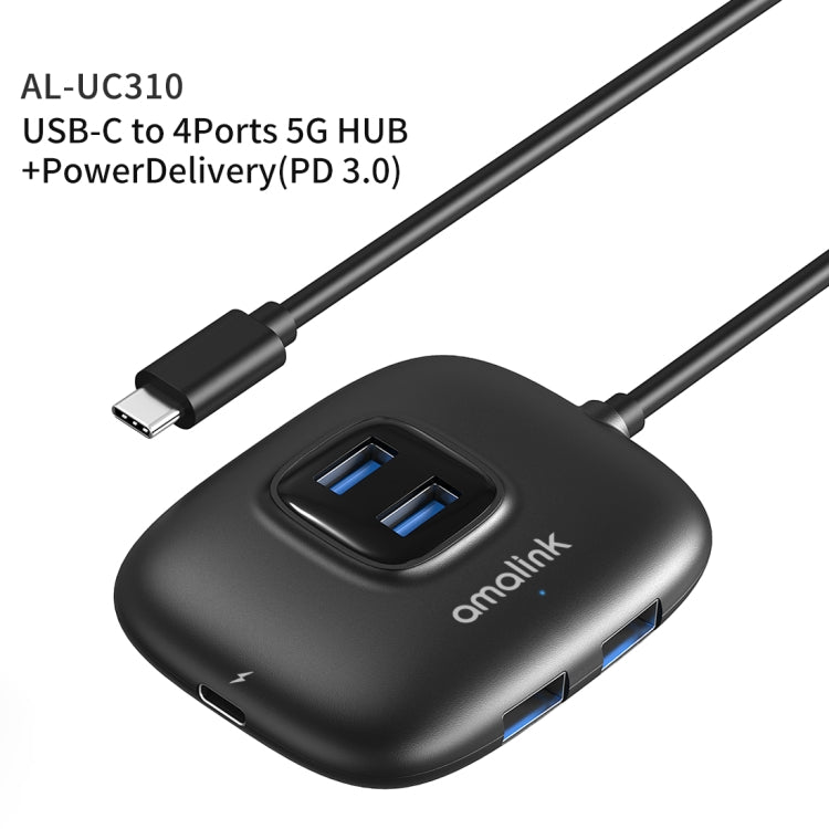 amalink UC310 Type-C / USB-C to 4 Ports USB Multi-function HUB(Black) - Computer & Networking by amalink | Online Shopping UK | buy2fix