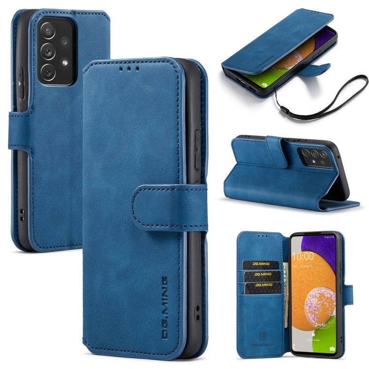 For Samsung Galaxy A53 5G DG.MING Retro Oil Side Horizontal Flip Leather Case with Holder & Card Slots & Wallet(Blue) - Samsung Accessories by DG.MING | Online Shopping UK | buy2fix