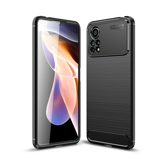 For Xiaomi Poco X4 Pro 5G Brushed Texture Carbon Fiber TPU Phone Case(Black) - Xiaomi Cases by buy2fix | Online Shopping UK | buy2fix