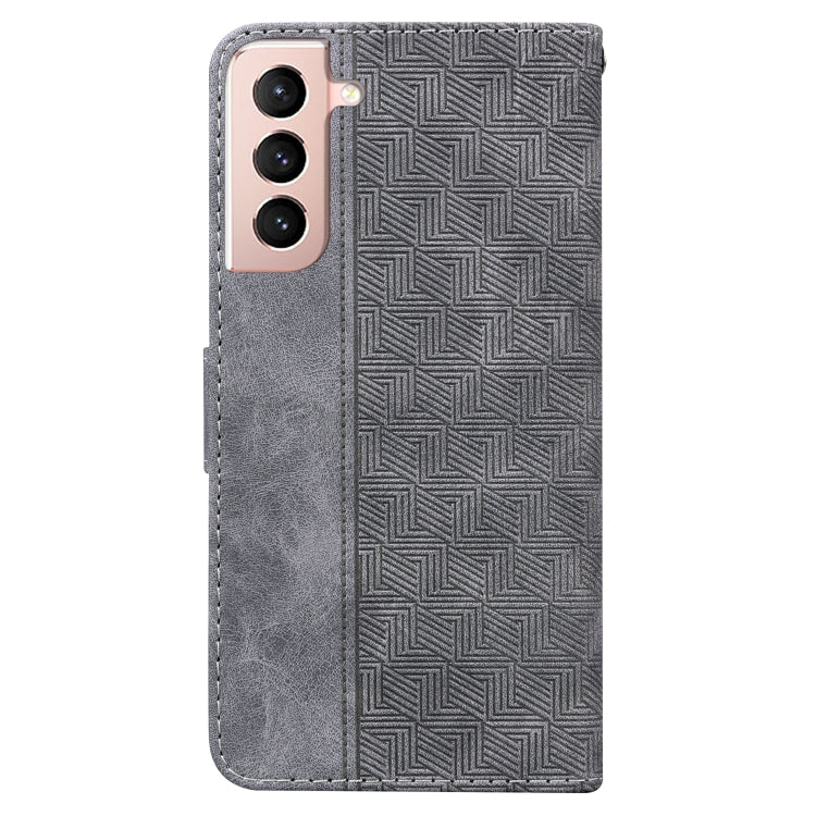 For Samsung Galaxy S22+ 5G Geometric Embossed Leather Phone Case(Grey) - Samsung Accessories by buy2fix | Online Shopping UK | buy2fix