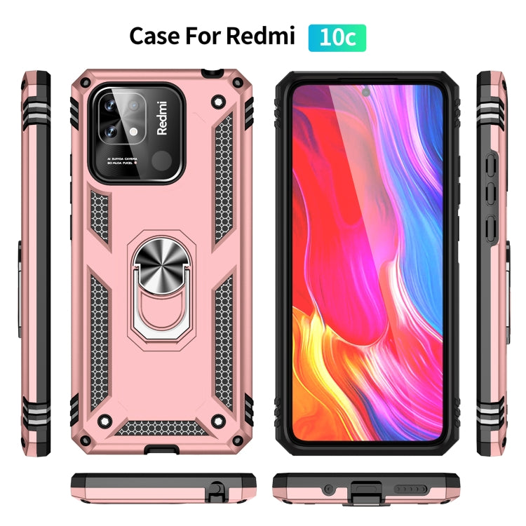 For Xiaomi Redmi 10C Shockproof TPU + PC Phone Case with 360 Degree Rotating Holder(Rose Gold) - Xiaomi Accessories by buy2fix | Online Shopping UK | buy2fix