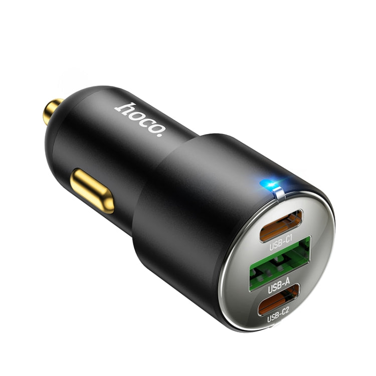 hoco NZ6 Dual Type-C / USB-C + USB PD45W 3-port Car Charger(Black) - In Car by hoco | Online Shopping UK | buy2fix