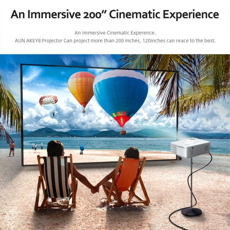 AUN AKEY8 1920x1080 6000 Lumens Portable Home Theater LED HD Digital Projector, Basic Version, AU Plug - Consumer Electronics by AUN | Online Shopping UK | buy2fix