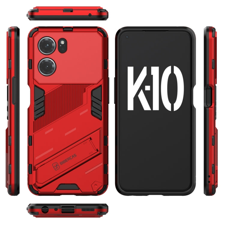 For OPPO K10 5G China Punk Armor 2 in 1 PC + TPU Shockproof Phone Case with Invisible Holder(Red) - OPPO Cases by buy2fix | Online Shopping UK | buy2fix