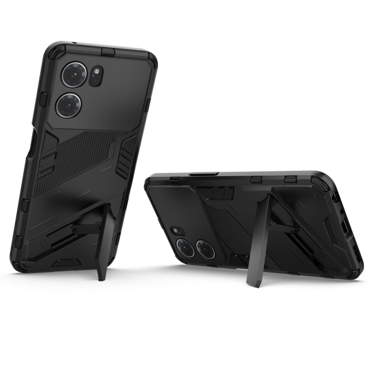 For OPPO K10 5G China Punk Armor 2 in 1 PC + TPU Shockproof Phone Case with Invisible Holder(Black) - OPPO Cases by buy2fix | Online Shopping UK | buy2fix