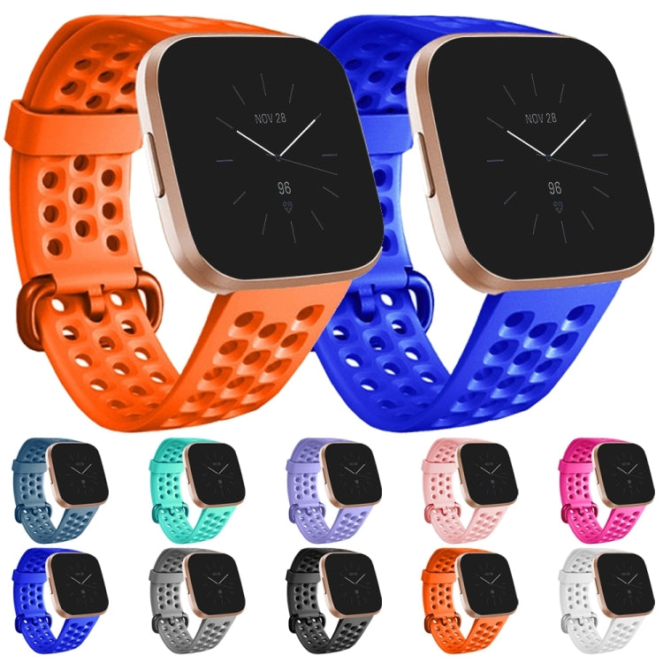 For FITBIT Versa 2 Breathable Silicone Watch Band(Black) - Watch Bands by buy2fix | Online Shopping UK | buy2fix