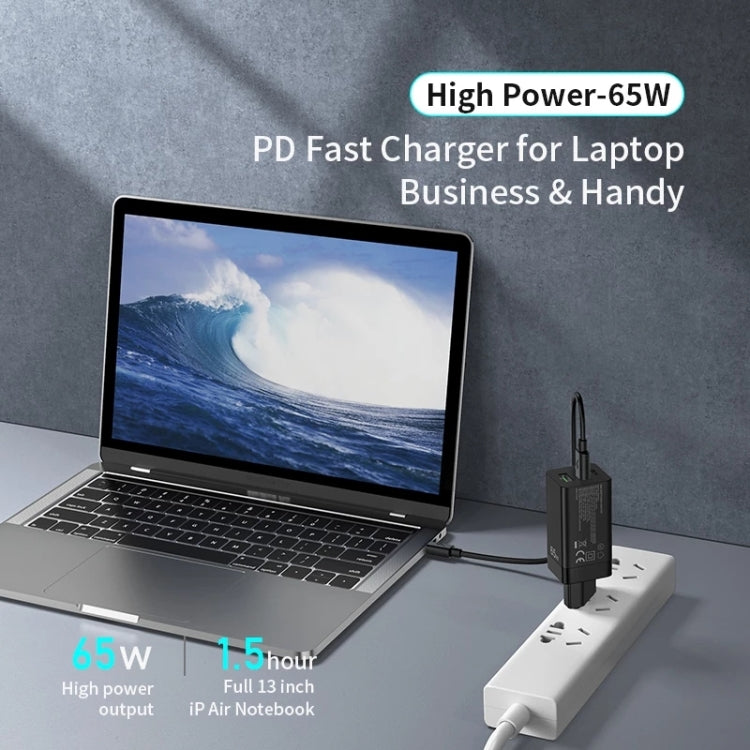 awei PD9 65W Dual Type-C / USB-C + USB GaN Fast Charging Travel Charger, EU Plug(White) - Apple Accessories by awei | Online Shopping UK | buy2fix