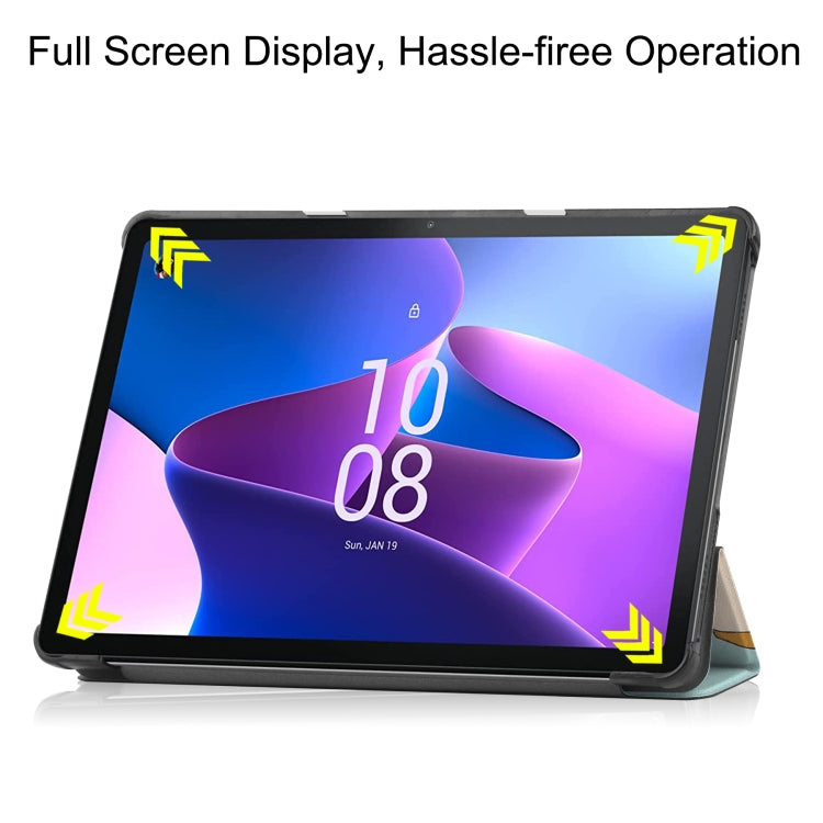 For Lenovo Tab M10 3rd Gen Custer Painted 3-Fold Holder Smart Leather Tablet Case(Unicorn) - For Lenovo by buy2fix | Online Shopping UK | buy2fix