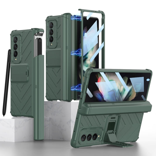 For Samsung Galaxy Z Fold3 5G GKK Integrated Magnetic Armor Flip Phone Case With Pen Box(Dark Green) - Galaxy Phone Cases by GKK | Online Shopping UK | buy2fix