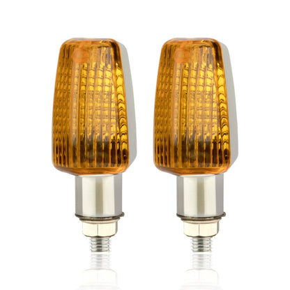 2 PCS PE-ZS102 Motorcycle Retro Style Turn Signal Light(Electroplated Silver + Yellow Light Shell) - In Car by buy2fix | Online Shopping UK | buy2fix