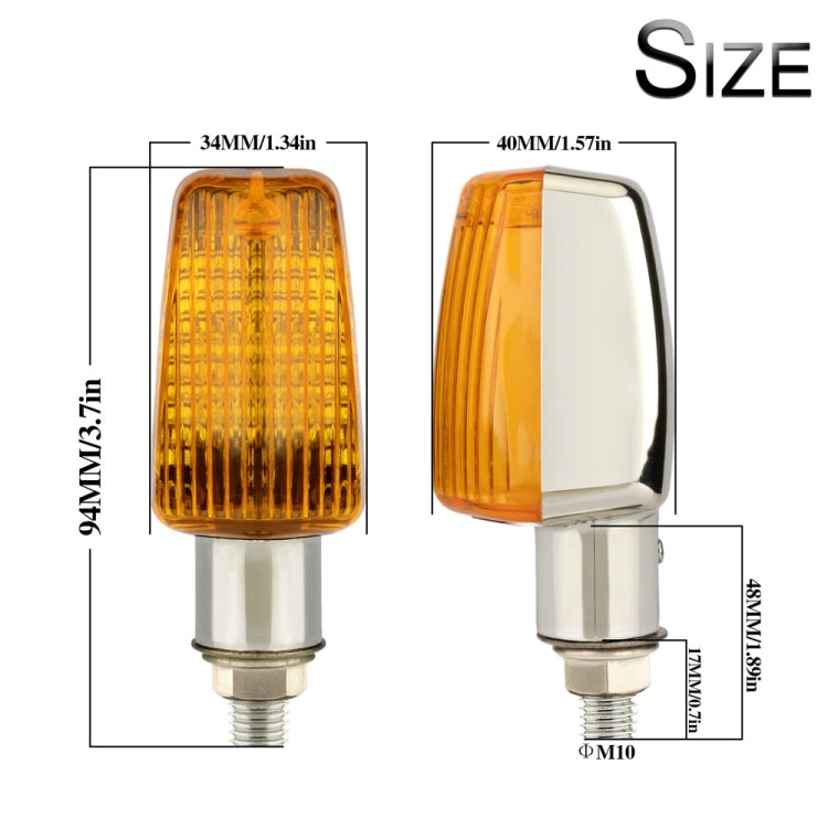 2 PCS PE-ZS102 Motorcycle Retro Style Turn Signal Light(Electroplated Silver + Yellow Light Shell) - In Car by buy2fix | Online Shopping UK | buy2fix