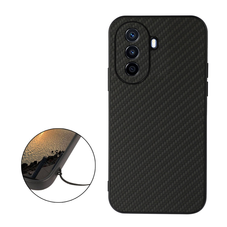 For Huawei Enjoy 50 China/nova Y70 4G Global/nova Y70 Plus Fine Hole Carbon Fiber Texture Shockproof Phone Case(Black) - Mobile Accessories by buy2fix | Online Shopping UK | buy2fix