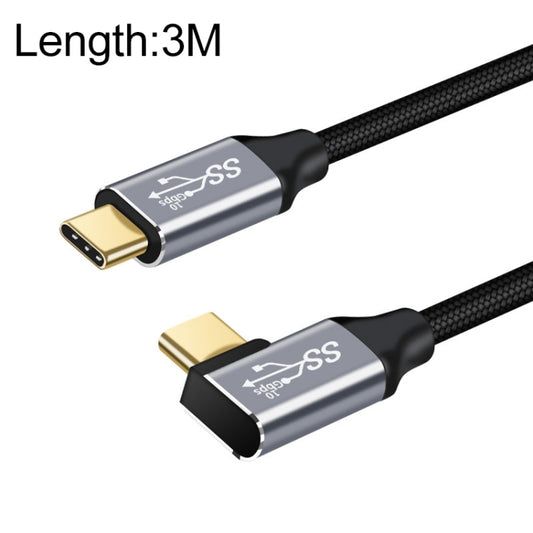 3m 10Gbps USB-C / Type-C Male Straight to Male Elbow Charging Data Transmission Cable - Computer & Networking by buy2fix | Online Shopping UK | buy2fix