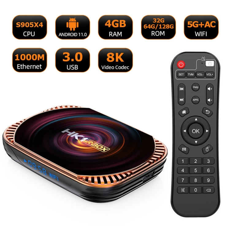 MECOOL HK1RBOX X4 4K TV Box, Android 11 Amlogic S905X4 CPU with RC 4GB+128GB(EU Plug) - Consumer Electronics by MECOOL | Online Shopping UK | buy2fix