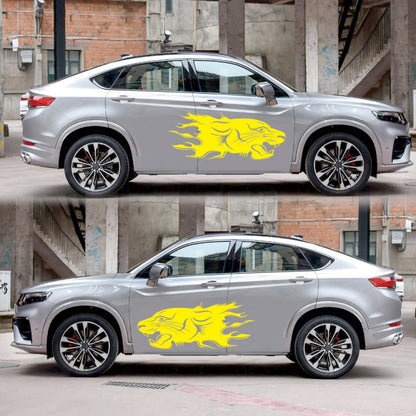 2 PCS/Set D-417 Lion Pattern Car Modified Decorative Sticker(Yellow) - In Car by buy2fix | Online Shopping UK | buy2fix