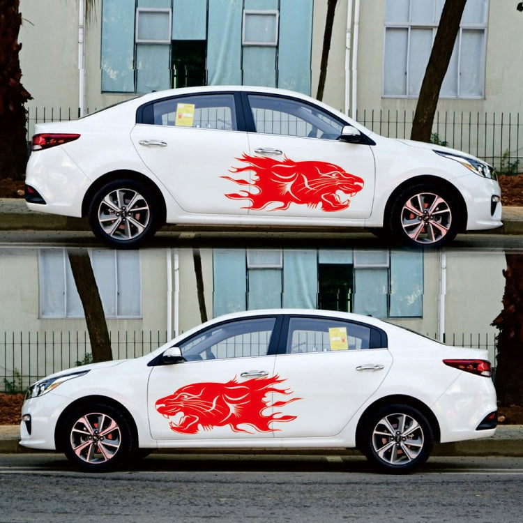 2 PCS/Set D-417 Lion Pattern Car Modified Decorative Sticker(Red) - In Car by buy2fix | Online Shopping UK | buy2fix