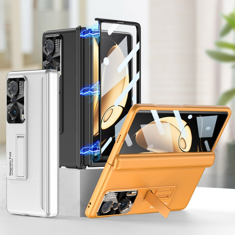 For Honor Magic V GKK Magnetic Hinge Flip Phone Case with Holder(Silver) - Honor Cases by GKK | Online Shopping UK | buy2fix