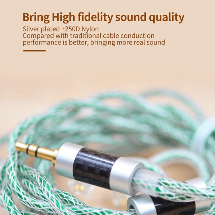 KZ 90-11 2pin 0.75mm Gold Plated Pin 8 Strand Braided Mesh Headphone Upgrade Cable(Transparent Green) - Cable & Splitter by KZ | Online Shopping UK | buy2fix