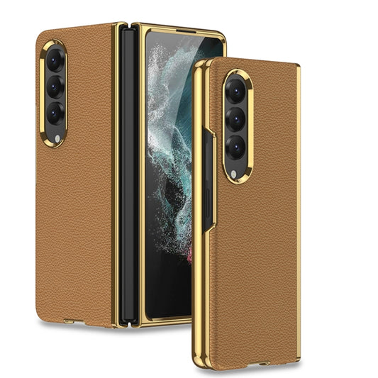 For Samsung Galaxy Z Fold4 GKK Electroplating Leather Surface Phone Case(Gold Coffee) - Galaxy Z Fold4 5G Cases by GKK | Online Shopping UK | buy2fix