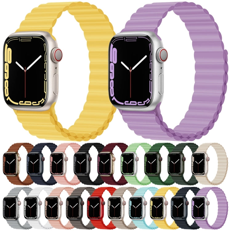 Silicone Magnet Watch Band For Apple Watch Ultra 49mm / Series 8&7 45mm / SE 2&6&SE&5&4 44mm / 3&2&1 42mm(Black) - Watch Bands by buy2fix | Online Shopping UK | buy2fix