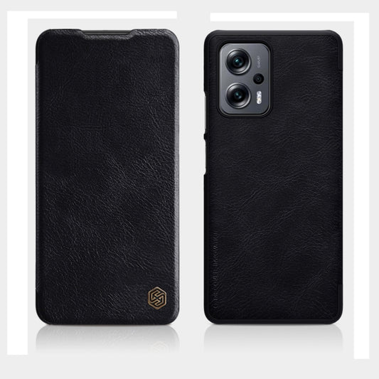 For Xiaomi Redmi Note 11T Pro/11T Pro+ 5G/Poco X4 GT 5G NILLKIN QIN Series Crazy Horse Texture Leather Phone Case(Black) - Xiaomi Cases by NILLKIN | Online Shopping UK | buy2fix