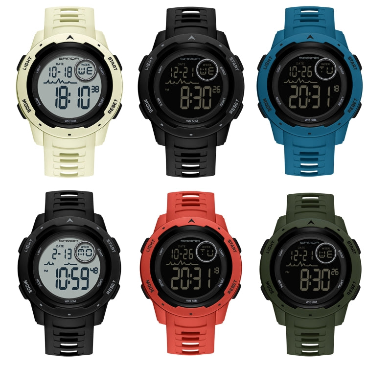SANDA 2125 Luminous Waterproof Dual Display Electronic Watch(Red) - Silicone Strap Watches by SANDA | Online Shopping UK | buy2fix