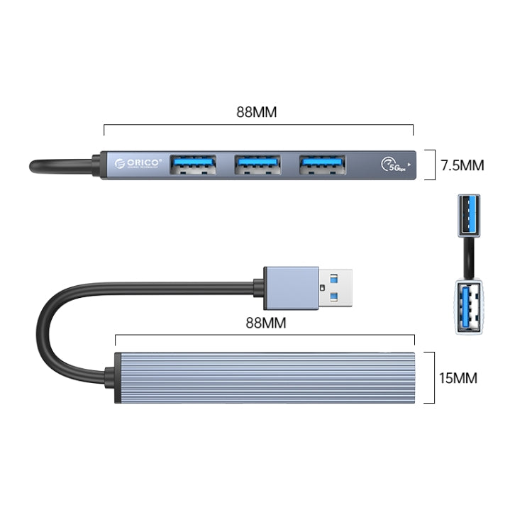 ORICO AH-A13 USB 3.0 x 1 + USB 2.0 x 3 to USB 3.0 HUB Adapter(Space Gray) -  by ORICO | Online Shopping UK | buy2fix