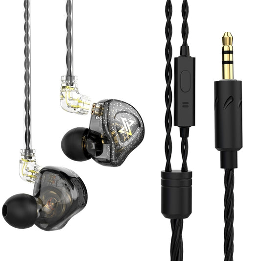 QKZ AK6 MAX In-ear Dynamic Subwoofer Wire-controlled Earphone, Version:with Mic Version(Transparent Black) - In Ear Wired Earphone by QKZ | Online Shopping UK | buy2fix