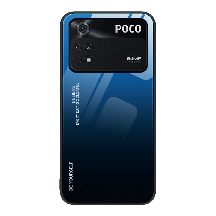 For Xiaomi Poco M4 Pro 4G Gradient Color Glass Case(Blue Black) - Xiaomi Cases by buy2fix | Online Shopping UK | buy2fix