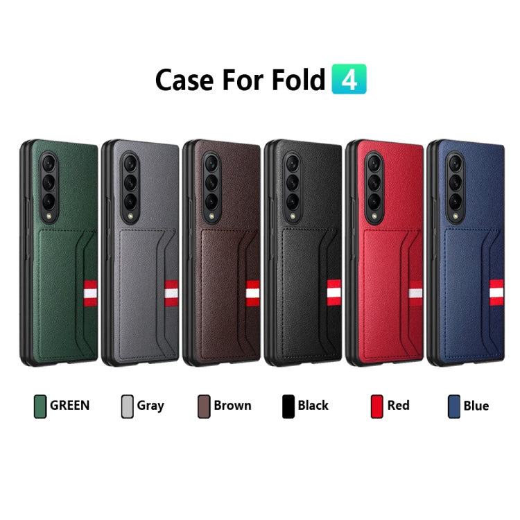 For Samsung Galaxy Z Fold4 5G GKK Litchi Texture Card Slot Phone Case(Blue) - Galaxy Z Fold4 5G Cases by GKK | Online Shopping UK | buy2fix