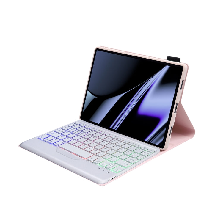 OP11-BS Lambskin Texture Ultra-thin Bluetooth Keyboard Leather Case with Backlight For OPPO Pad 11 inch(Pink) - Others Keyboard by buy2fix | Online Shopping UK | buy2fix