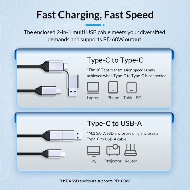 ORICO FV25C3-G2-SV 10Gbps USB3.2 Gen2 Type-C M.2 NVMe/NGFF(SATA) Dual Protocol SSD Enclosure(Silver) - External Hard Drives by ORICO | Online Shopping UK | buy2fix