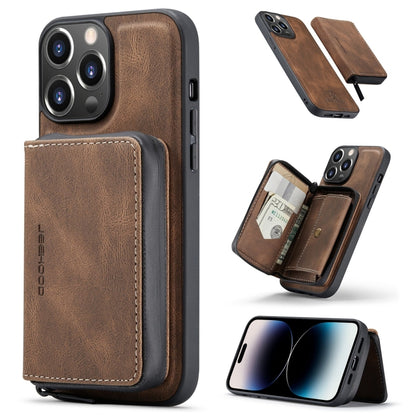 For iPhone 14 Pro Max JEEHOOD Magnetic Zipper Wallet Leather Phone Case (Brown) - iPhone 14 Pro Max Cases by JEEHOOD | Online Shopping UK | buy2fix