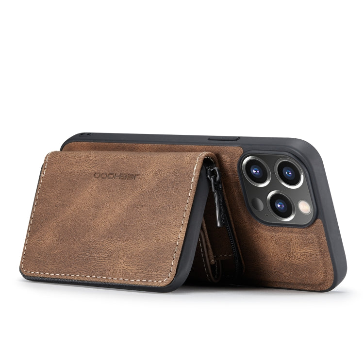 For iPhone 14 Pro Max JEEHOOD Magnetic Zipper Wallet Leather Phone Case (Brown) - iPhone 14 Pro Max Cases by JEEHOOD | Online Shopping UK | buy2fix